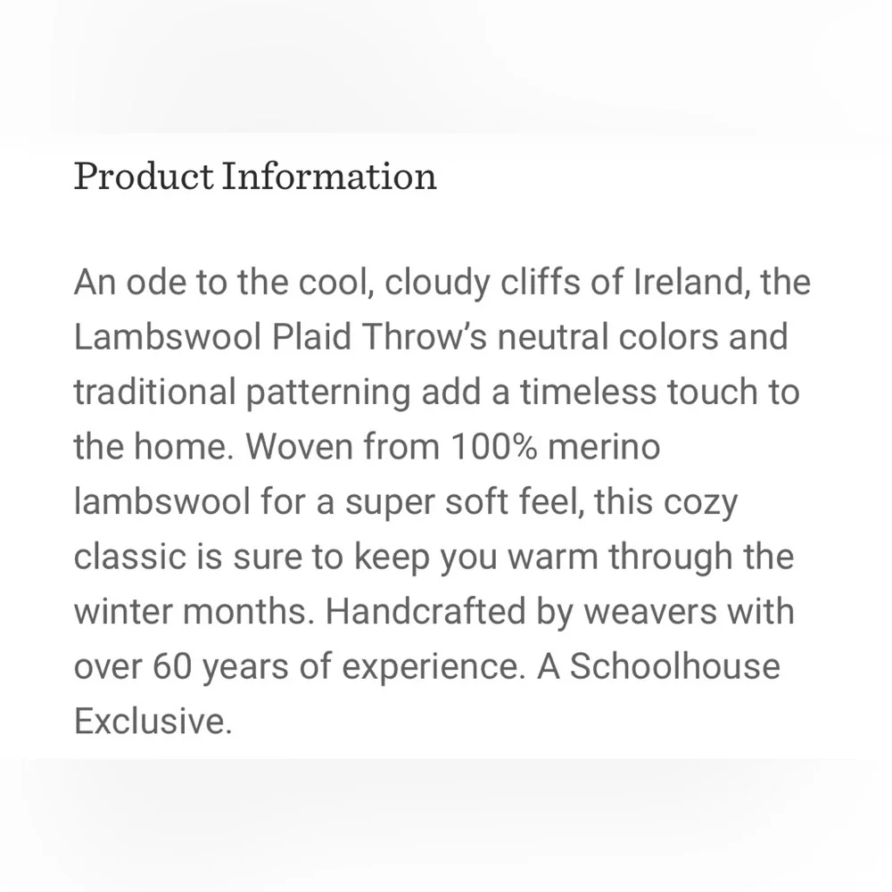 Schoolhouse 100% Merino Lambswool Plaid Throw Blanket